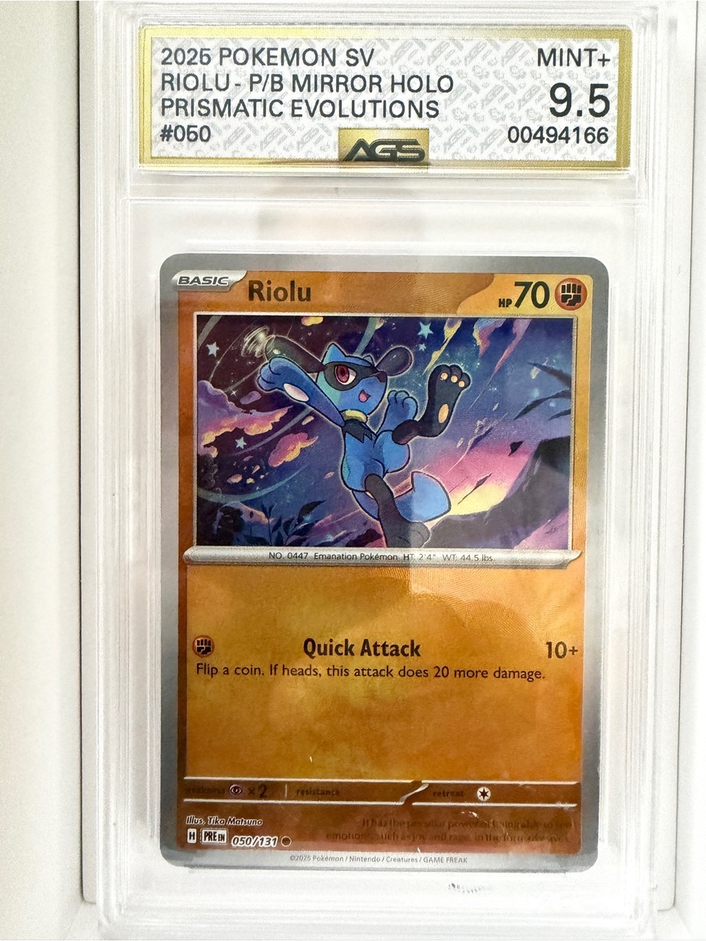 2025 POKEMON PRE EN-PRISMATIC EVOLUTIONS 050 RIOLU MASTER BALL REVERSE HOLO